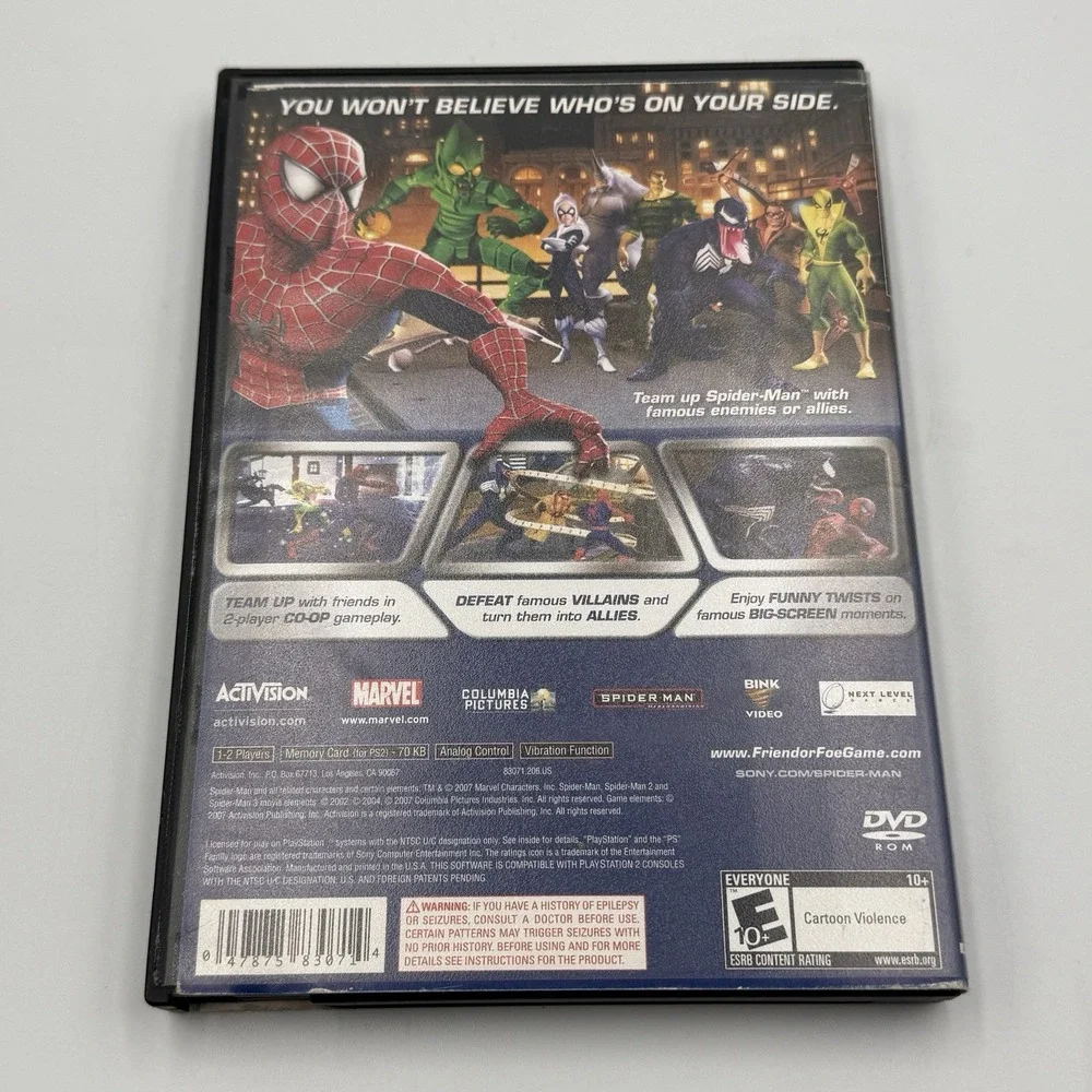 Spider-Man Friend or Foe PS2 PlayStation 2 Video Game Disc & Case Activision